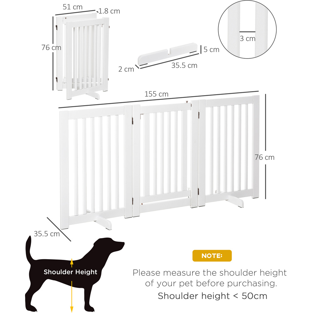 PawHut White 3 Panel 155cm Expandable Freestanding Pet Safety Gate Image 7