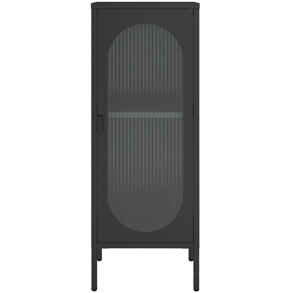 vidaXL Single Glass Door Black Steel Fluted Sideboard Image 6