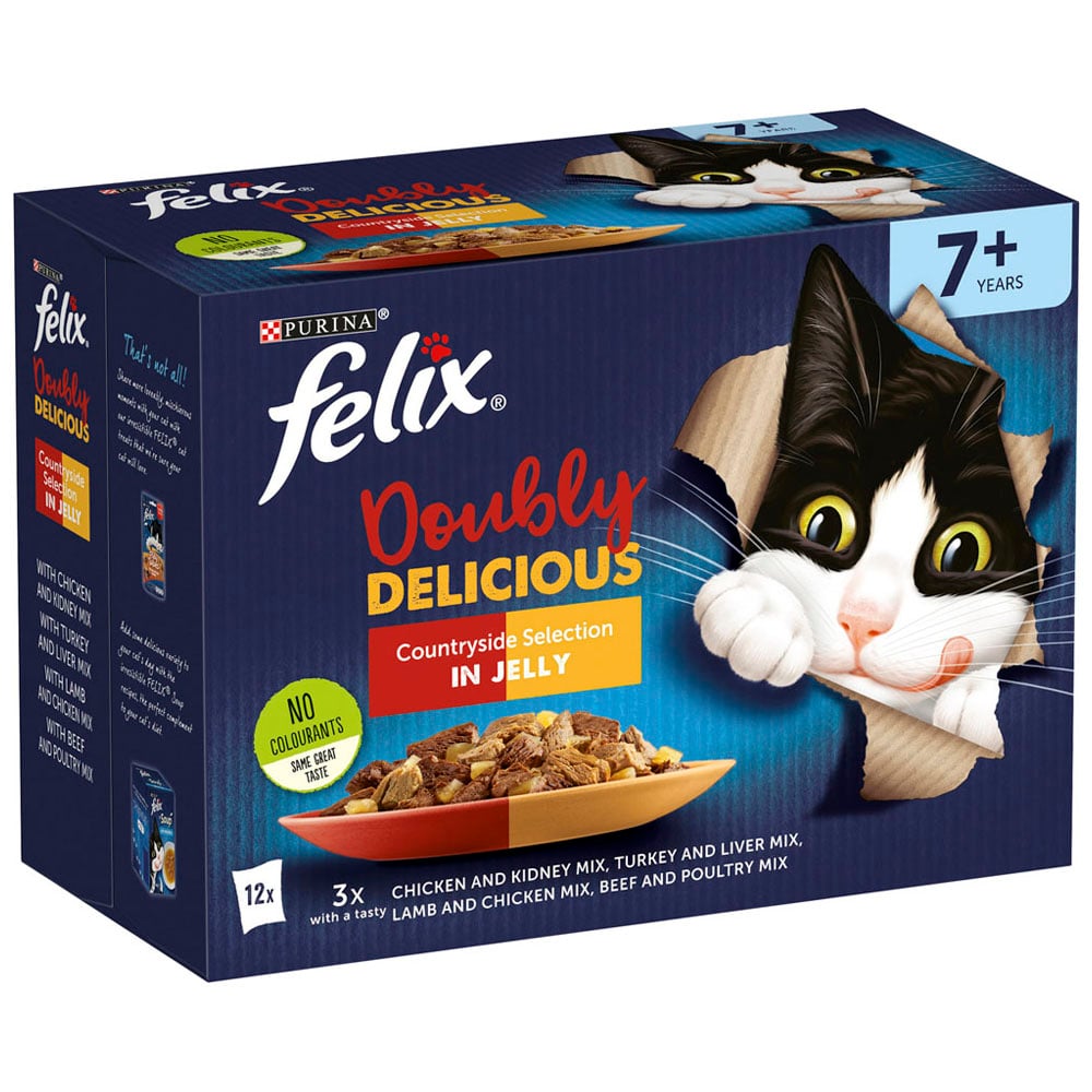 Felix Doubly Delicious Meat Senior Cat Food 12 x 100g Image 2