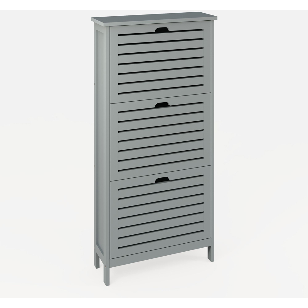 GFW Bergen Grey 3 Tier Shoe Cabinet Image 4