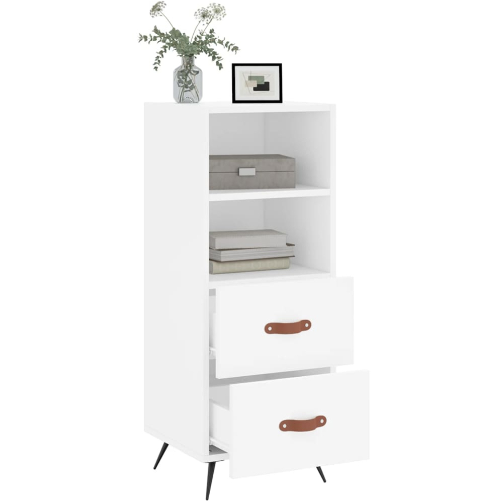 vidaXL 2 Drawer 2 Shelf White Sideboard Image 4