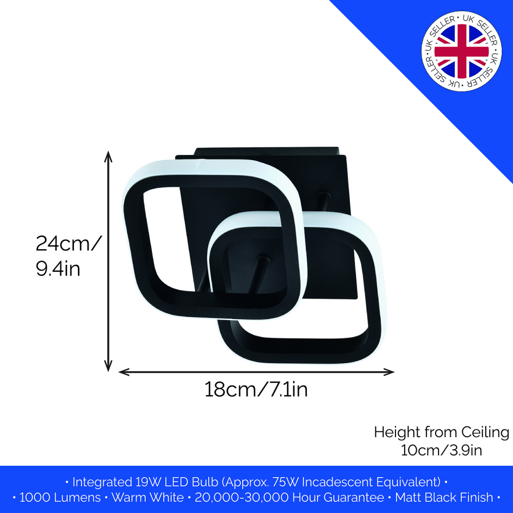 Happy Homewares Double Head Matt Black LED Ceiling Light Image 6