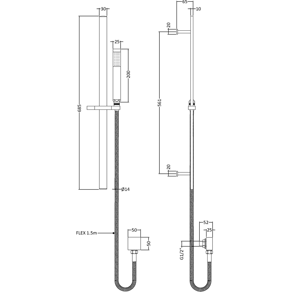 nuie Brushed Bronze Sheer Rectangular Slider Rail Kit Image 2