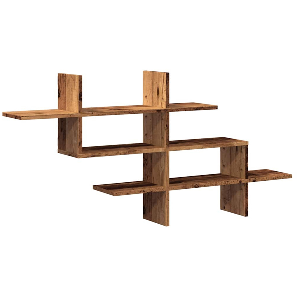vidaXL 8 Shelf Brown Old Wood Effect Floating Wall Shelf Image 1