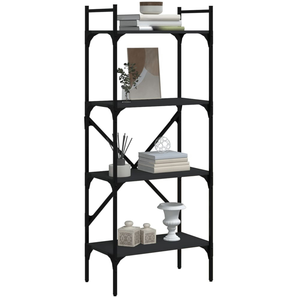 vidaXL 4 Shelf Black Industrial Style Bookcase Image 3