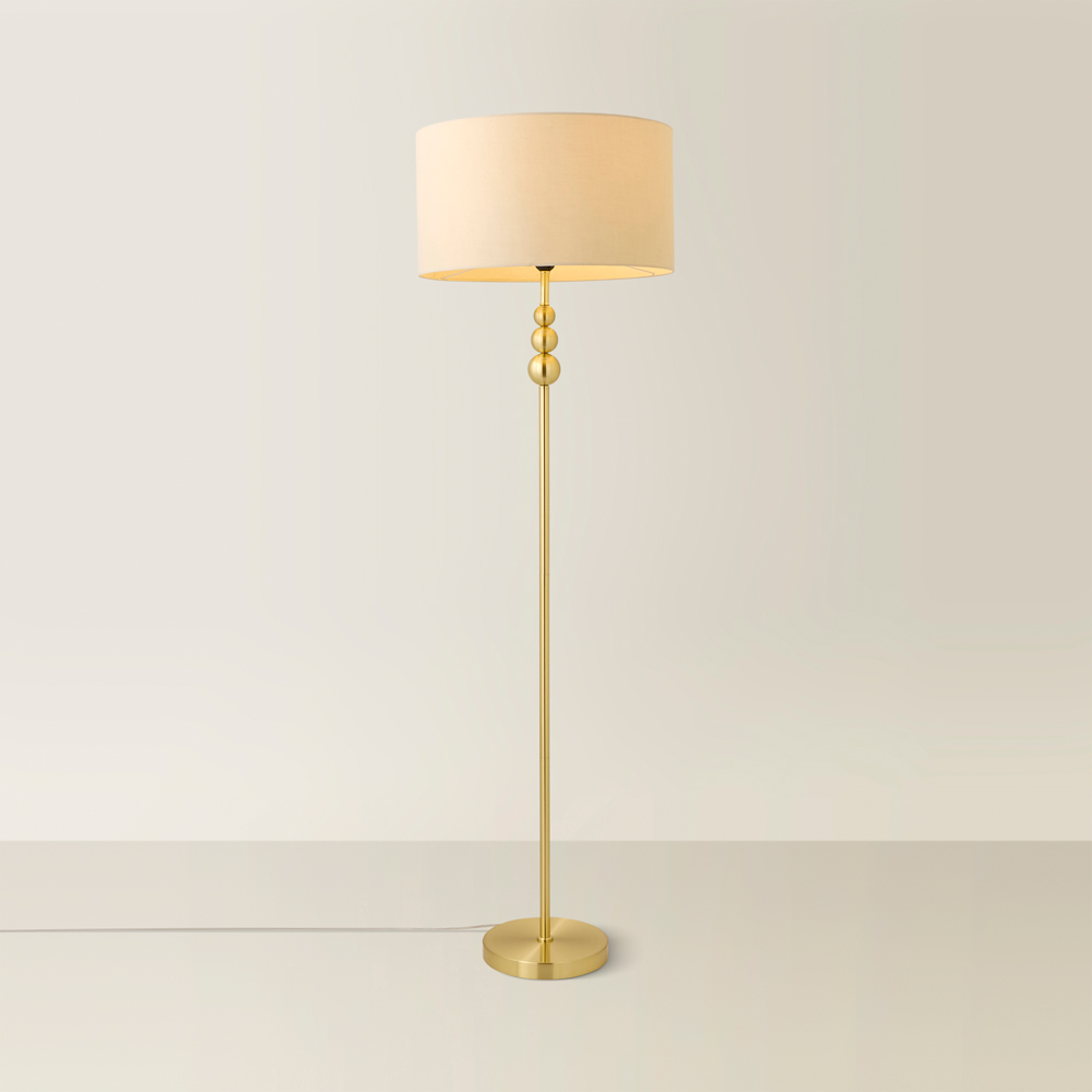 ValueLights Marissa Reni Cream Shade and Gold Ball LED Floor Lamp Image 5