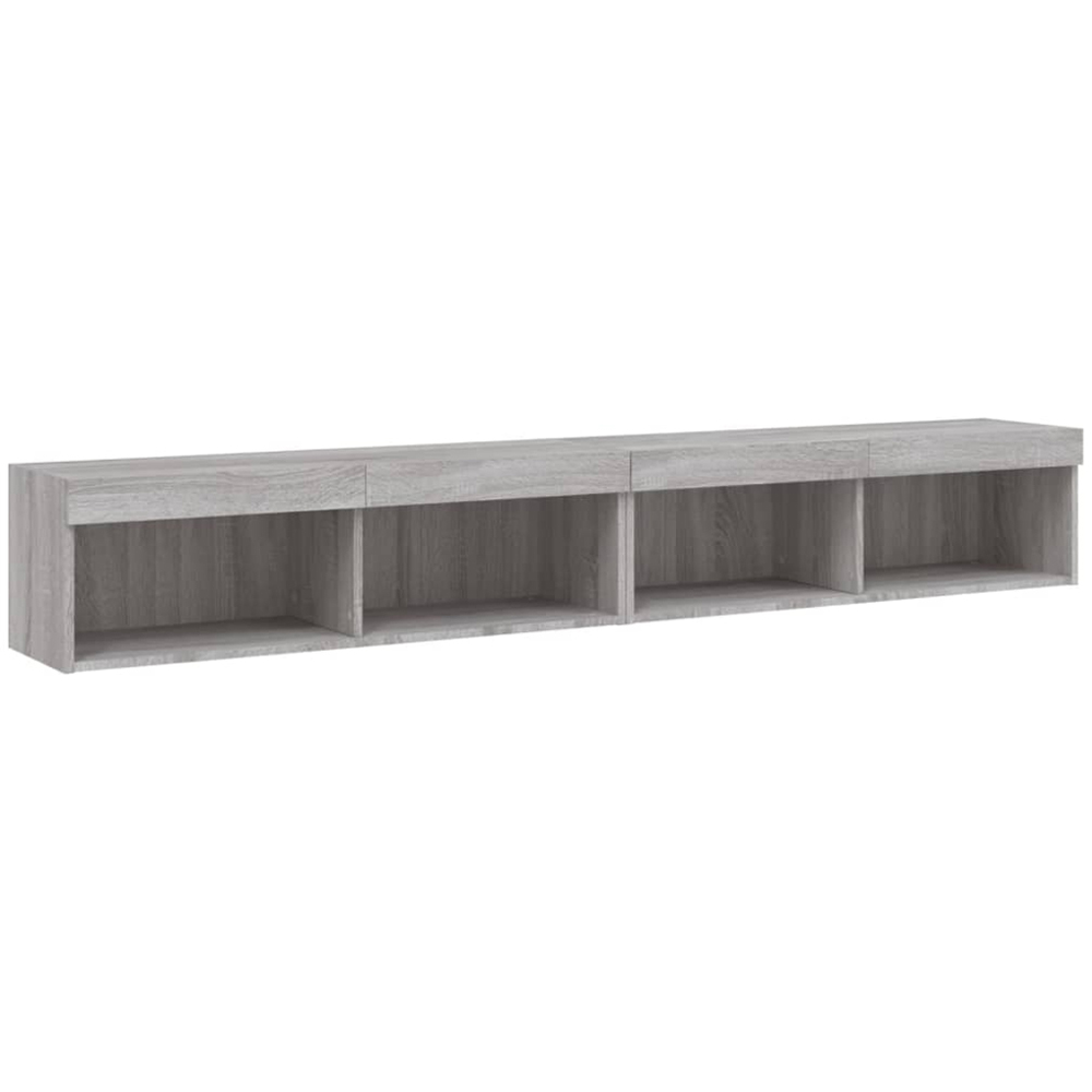 vidaXL 2 Shelf Grey Sonoma TV Cabinet with RGB LED Lights Set of 2 Image 1