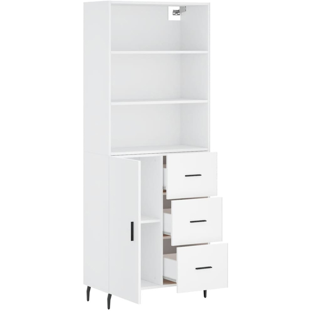vidaXL Single Door 3 Drawer 3 Open Shelf White Highboard Image 4