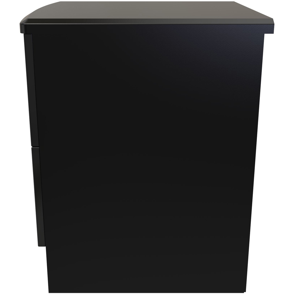 Crowndale Knightsbridge 2 Drawer Black Gloss and Black Compact Bedside Cabinet Ready Assembled Image 6
