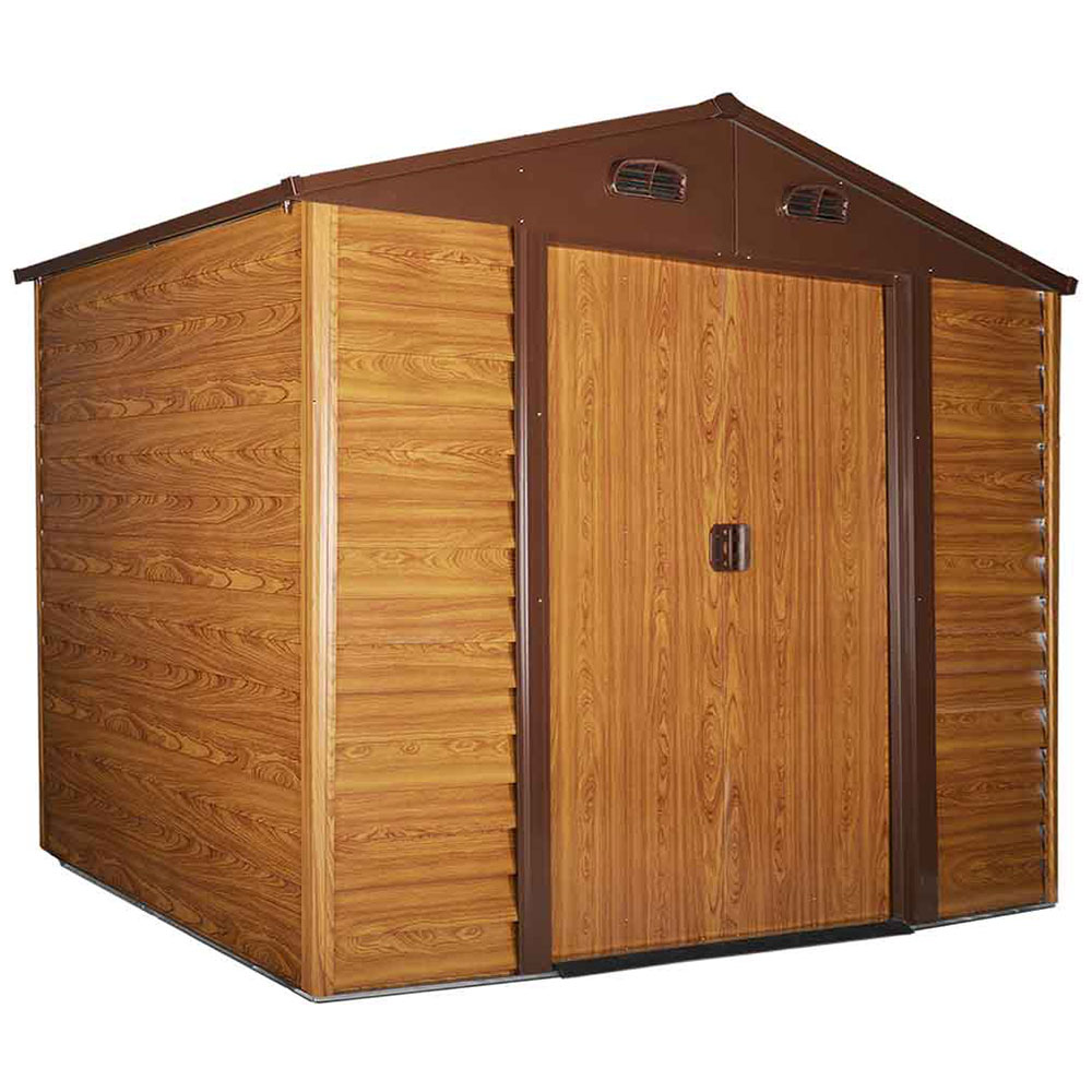 Outsunny Brown Metal Garden Shed 2.74 x 1.82m Image 1
