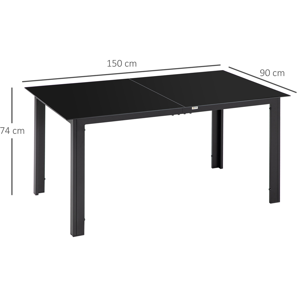 Outsunny 6 Seater Aluminium Glass Dining Table Black Image 8