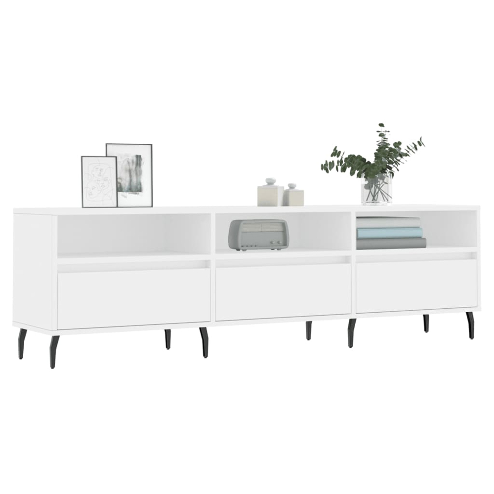 vidaXL 3 Door 3 Shelf White TV Cabinet Image 3