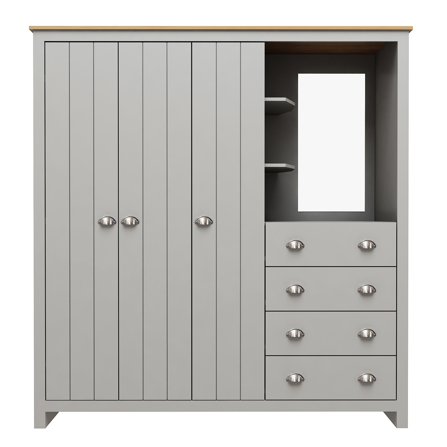 Lexington 3 Door 4 Drawer Grey Combination Wardrobe Image 3