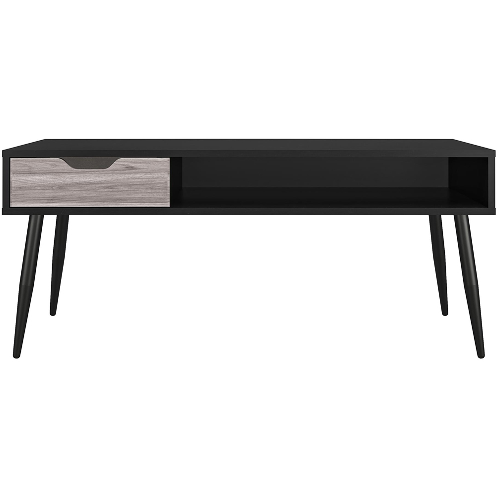 Dorel Copley Single Drawer Black and Oak Coffee Table Image 2