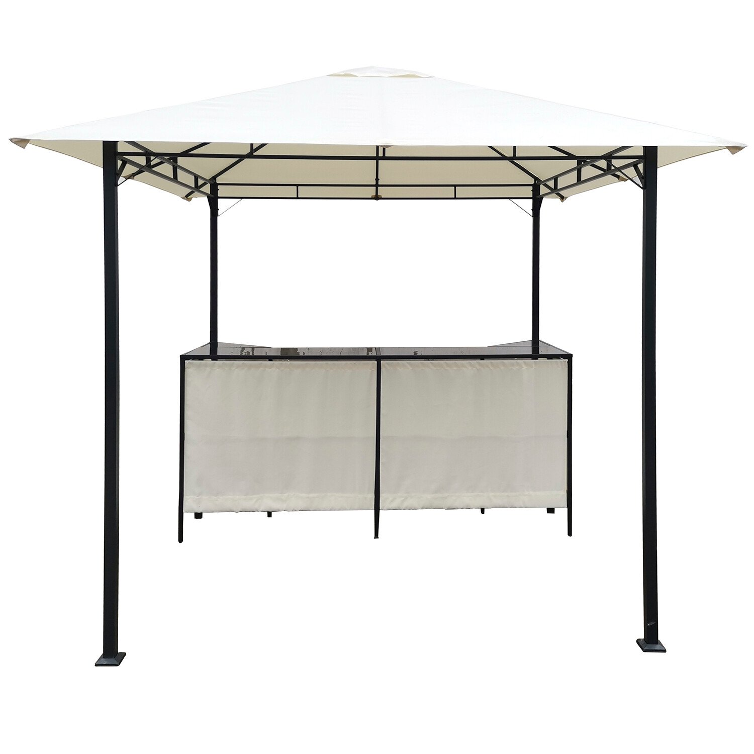 2.4 x 2.4m Cream Steel Bar Gazebo with 2 Chairs Image 2