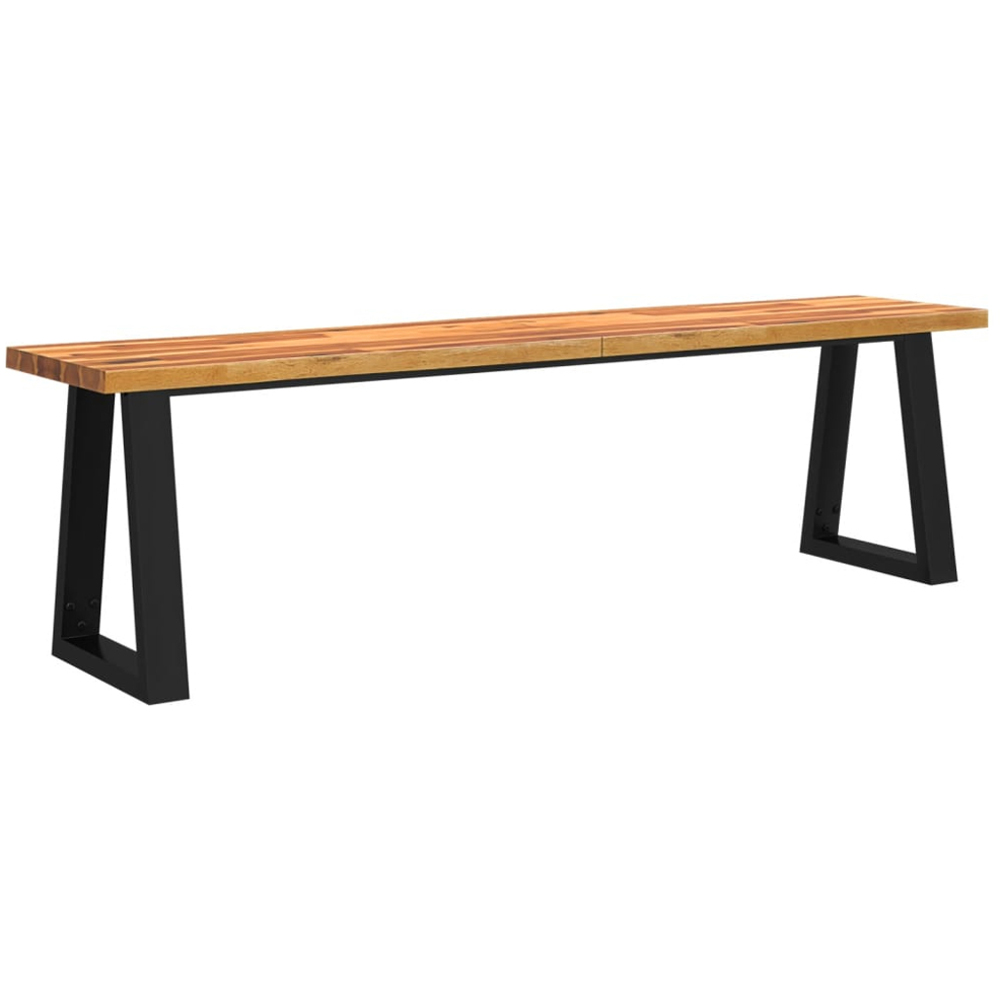 vidaXL 3 Seater Solid Acacia Wood Bench with Live Edge Image 2
