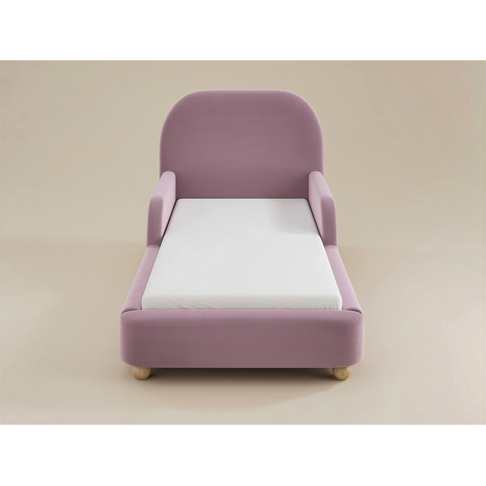 Flair Kira Single Pink Velvet Upholstered Bed with Curved Headboard Image 3