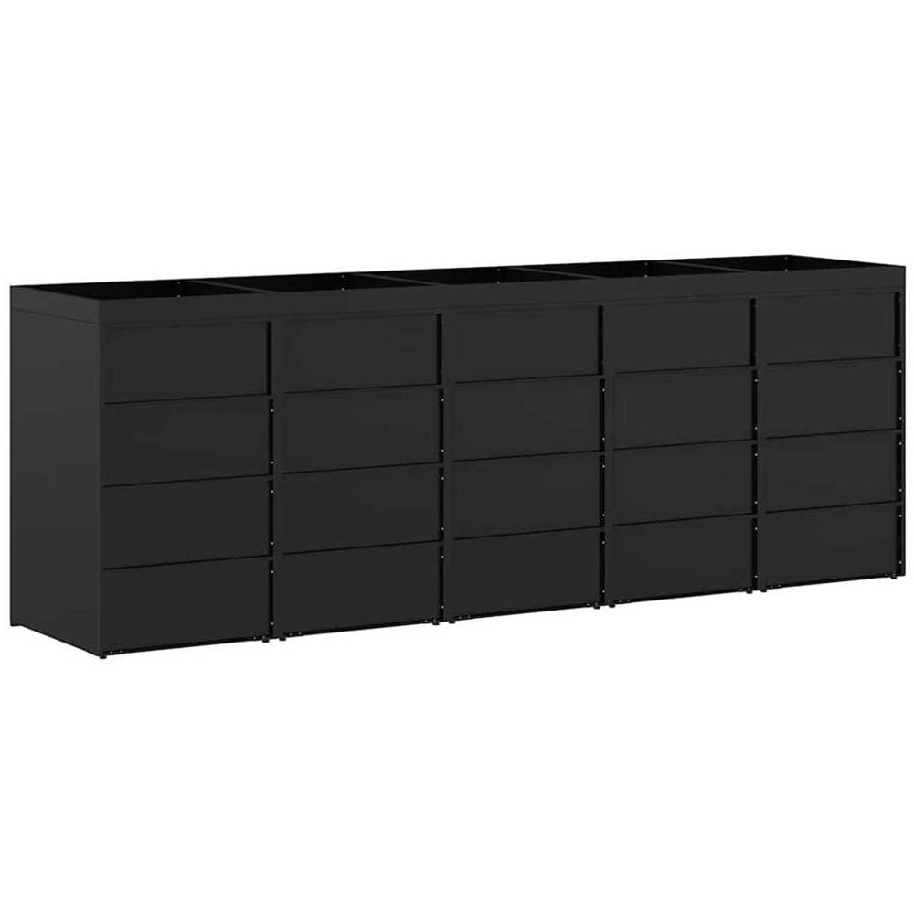 vidaXL Black 5 Wheelie Bin Storage Shed with Planter Roof Image 6