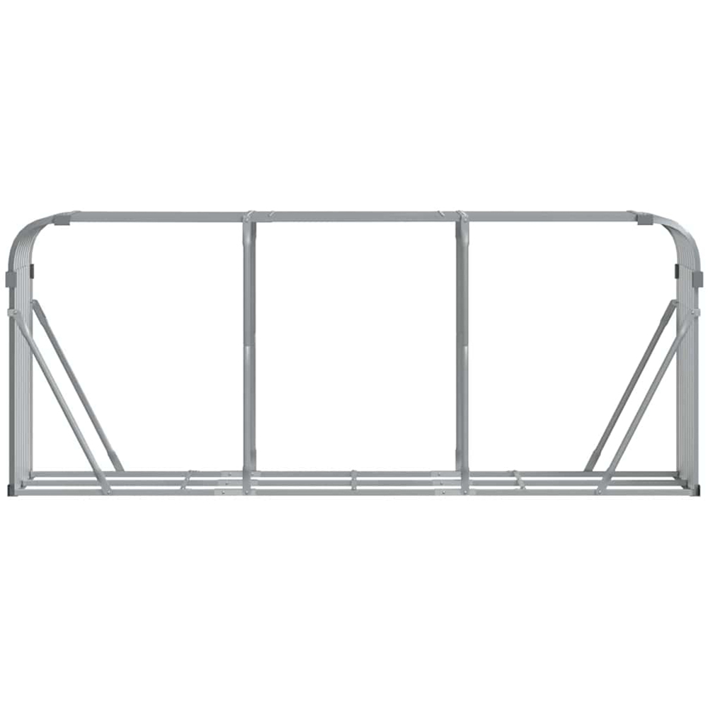 vidaXL Grey Galvanised Steel Firewood Log Holder 100 x 234 x 45cm Image 3