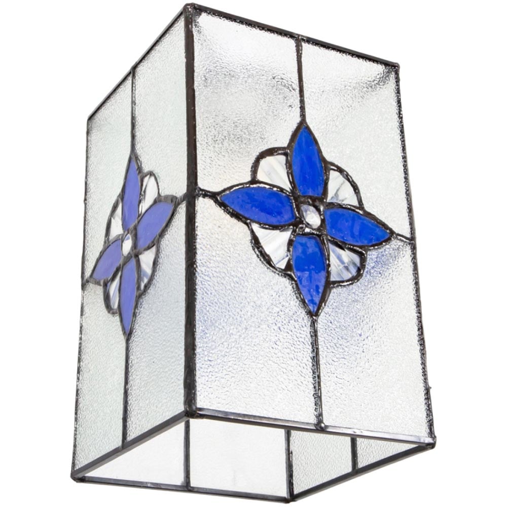 Happy Homewares Traditional Tiffany Style Clear Glass Pendant Shade with Royal Blue Panels Image 3