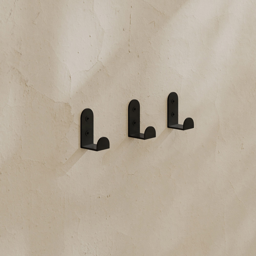 Decortie Leny Black Metal Wall Hook 3 Pack Image 2