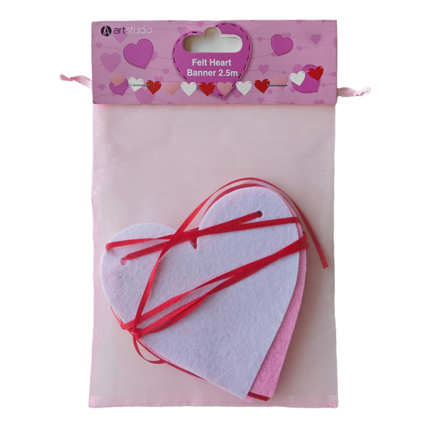 Felt Heart Banner - Pink Image 1