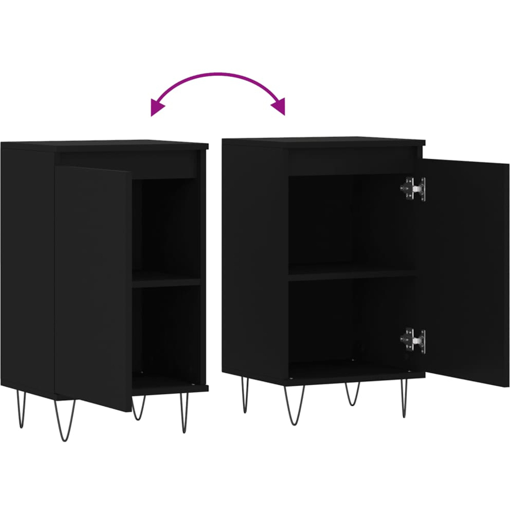 vidaXL Single Door Black Sideboard Set of 2 Image 9