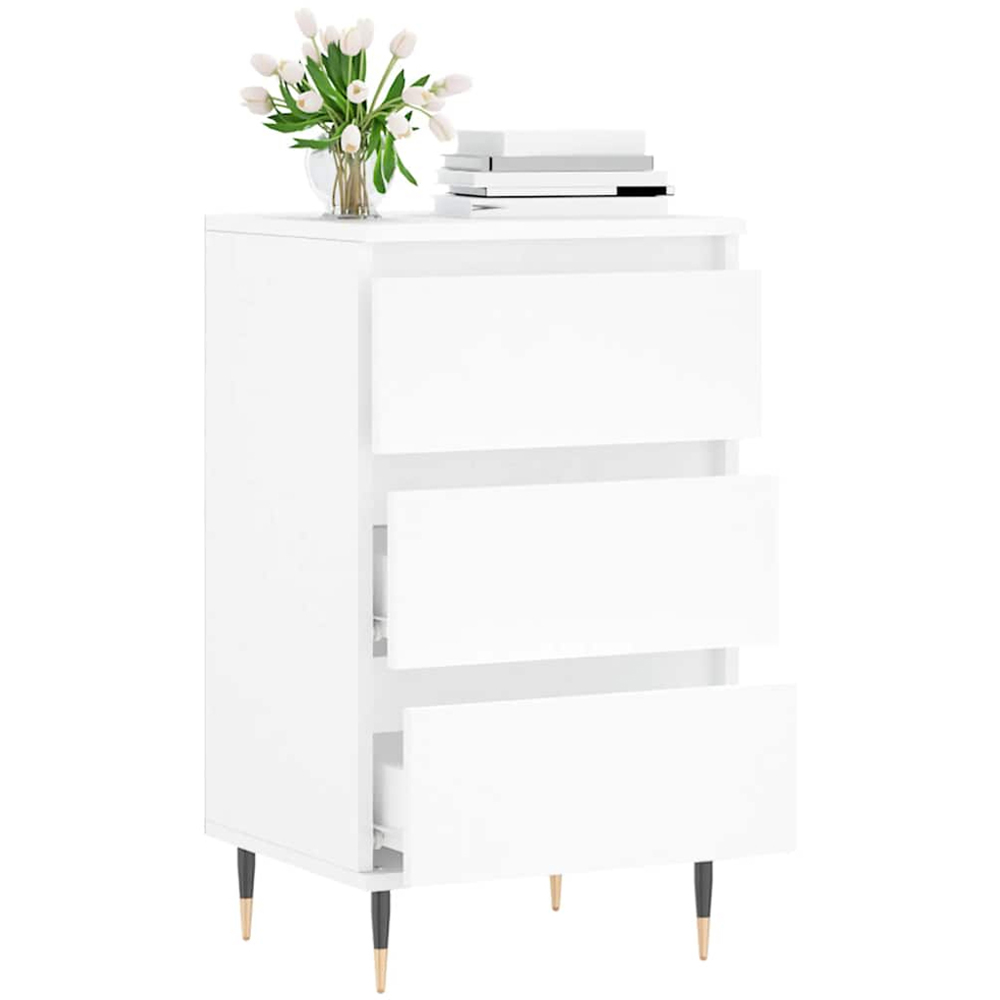 vidaXL 3 Drawer White Sideboard with Metal Legs Image 4