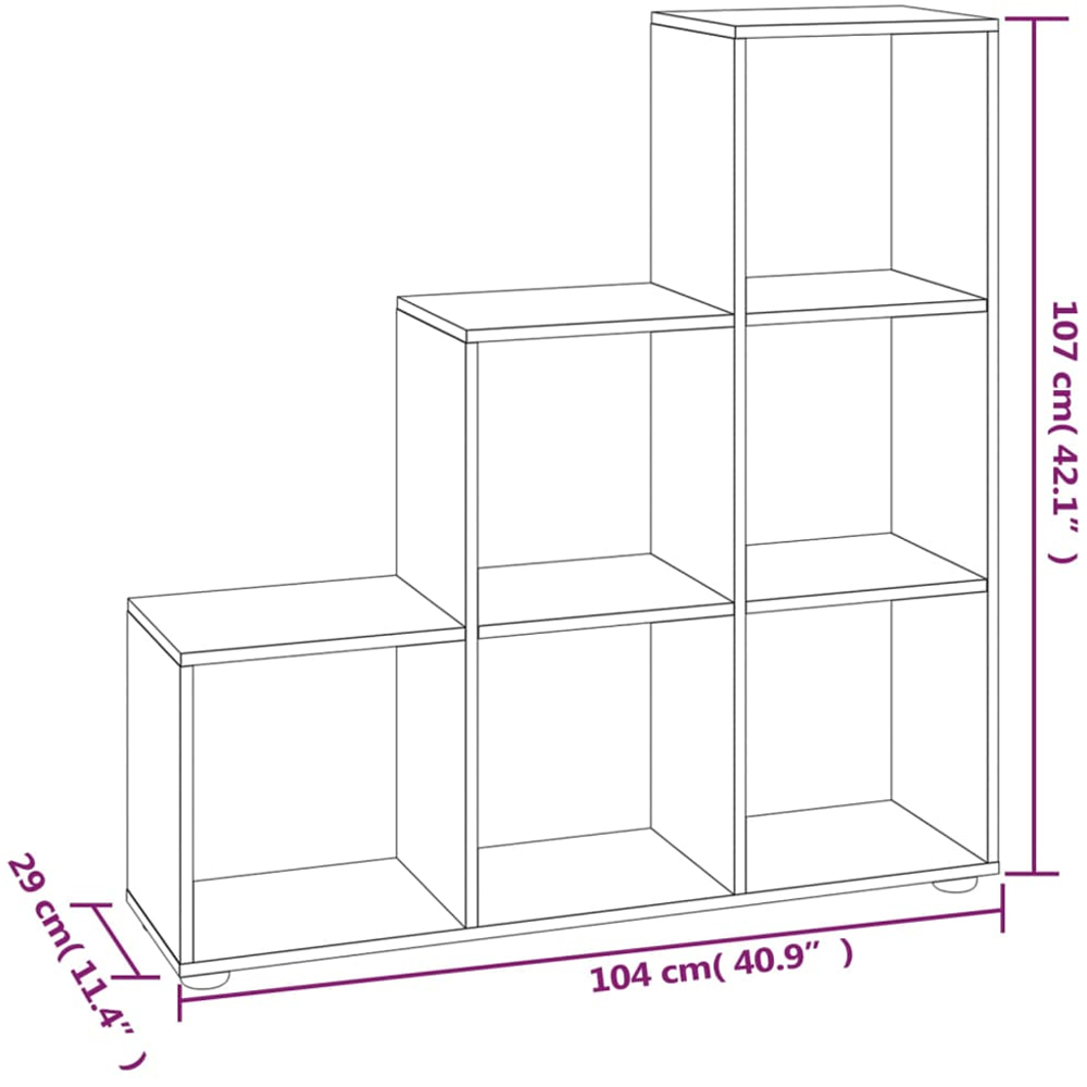 vidaXL 6 Shelf High Gloss White Staircase Bookcase Image 8