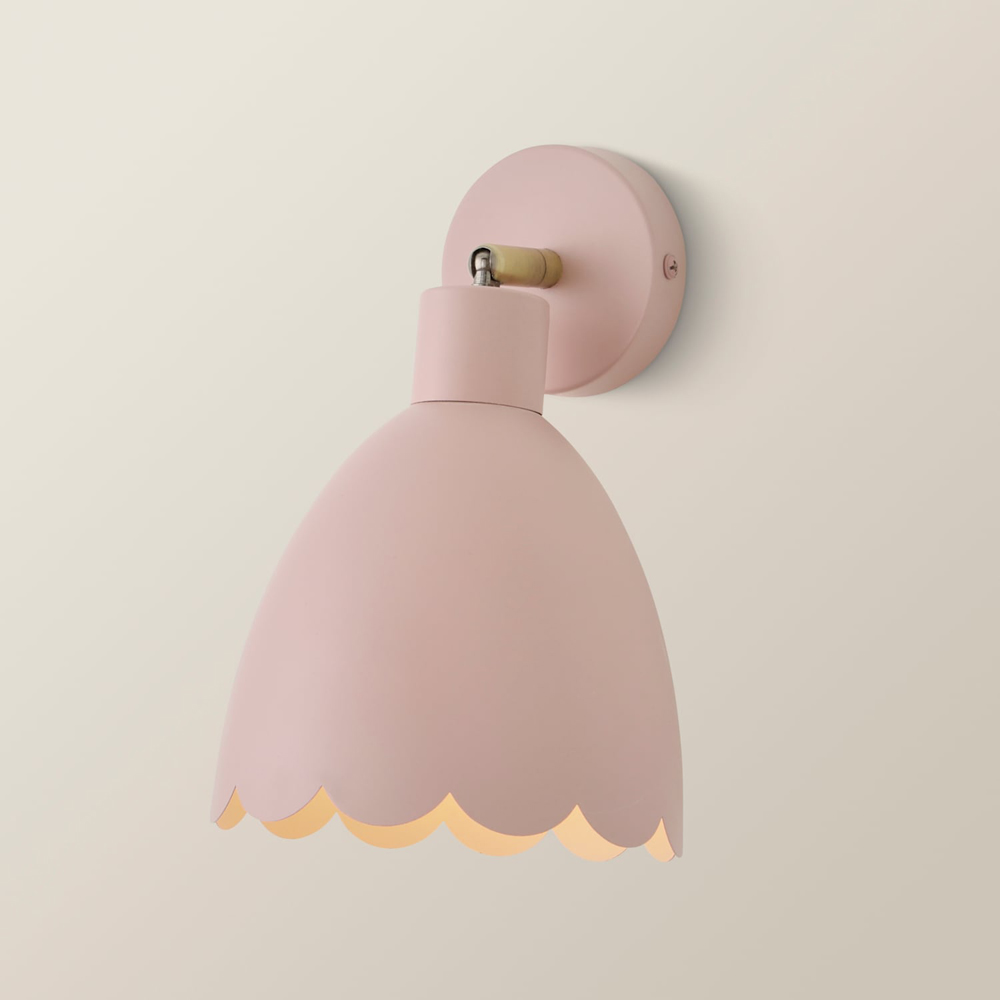 ValueLights Millie Rose Pink Scallop Shade Adjustable Wall Light with Bulb Image 5