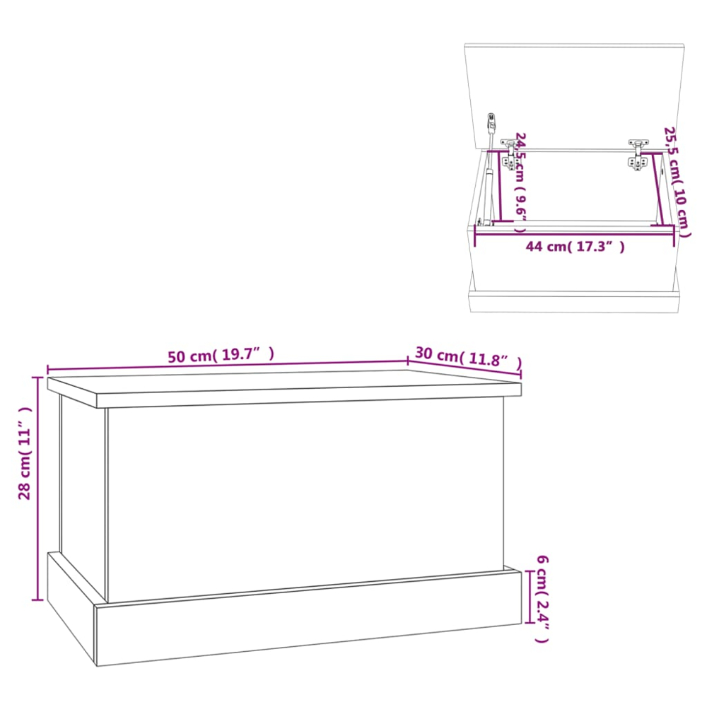vidaXL White Storage Box with Lift Top Lid Image 9