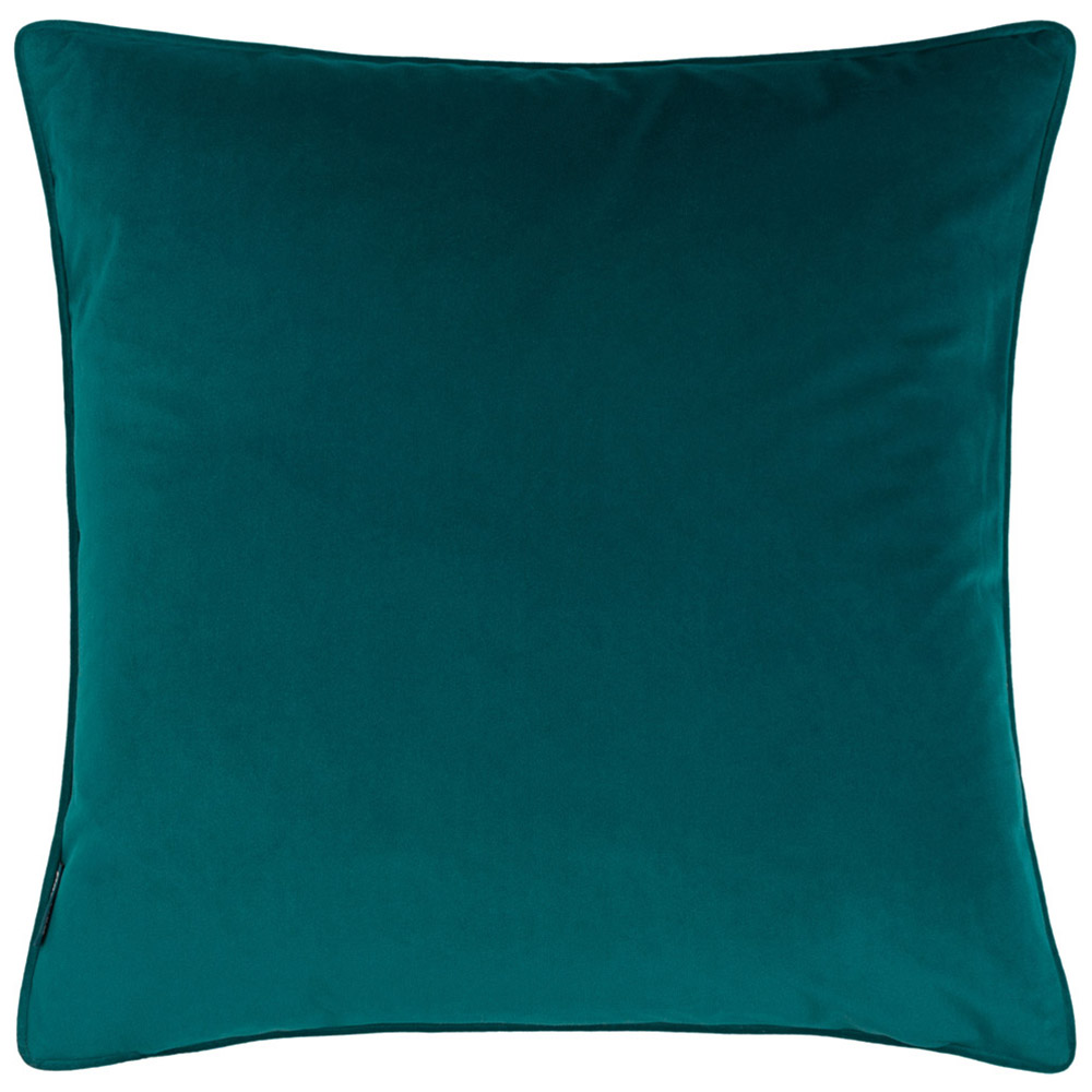 Paoletti Tayanna Teal Velvet Touch Piped Cushion Image 3