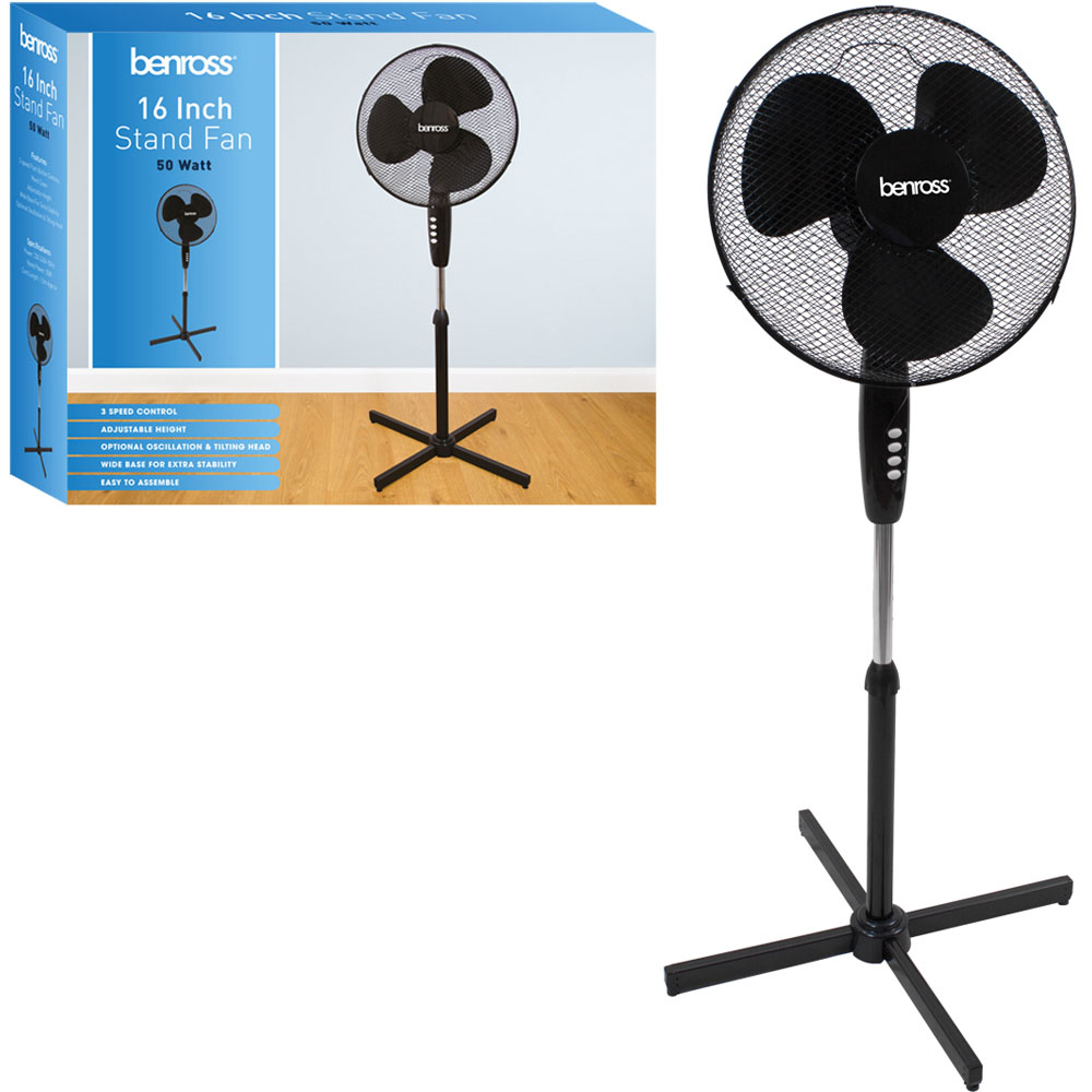 Benross Black Pedestal Fan 16 inch Image 3