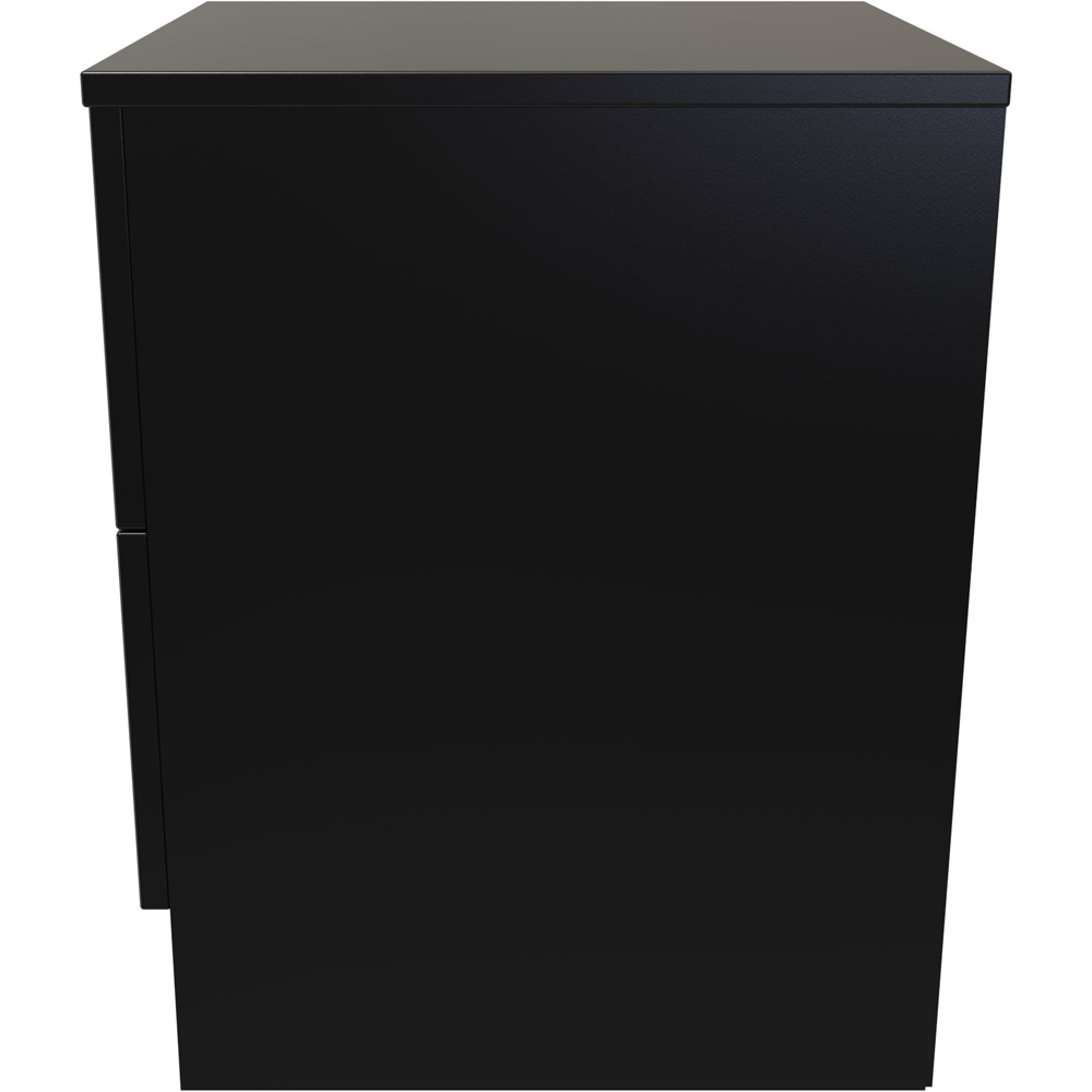 Crowndale Avon 2 Drawer Black Matt Compact Bedside Cabinet Ready Assembled Image 3