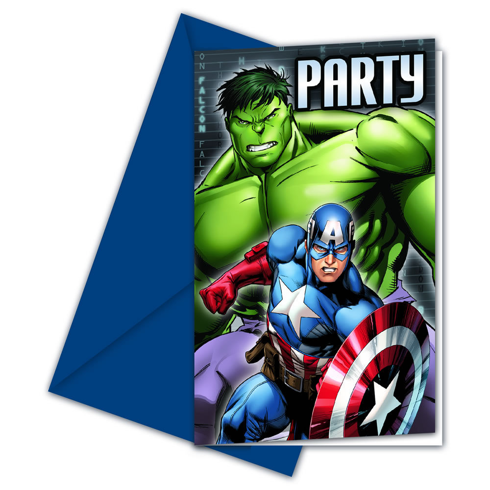 Avengers Party Invitations 6pk Wilko