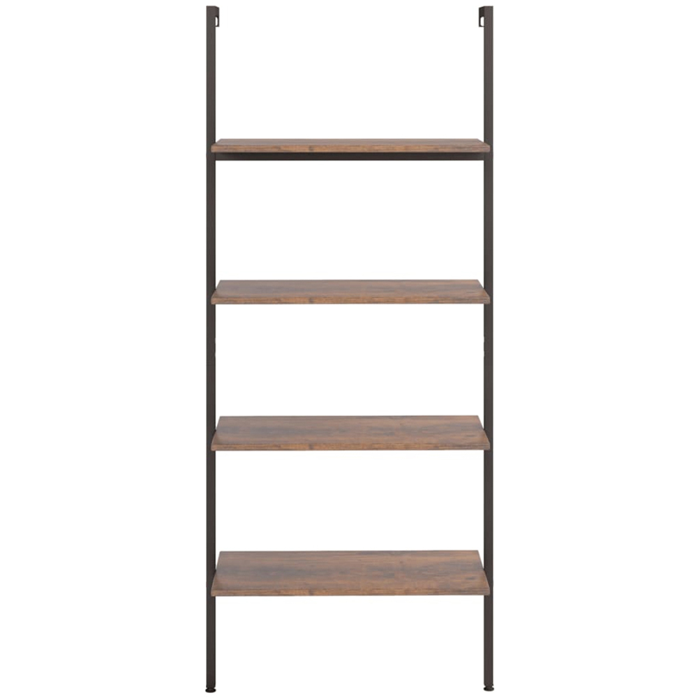 vidaXL 4-Tier Dark Brown and Black Leaning Shelf Image 2