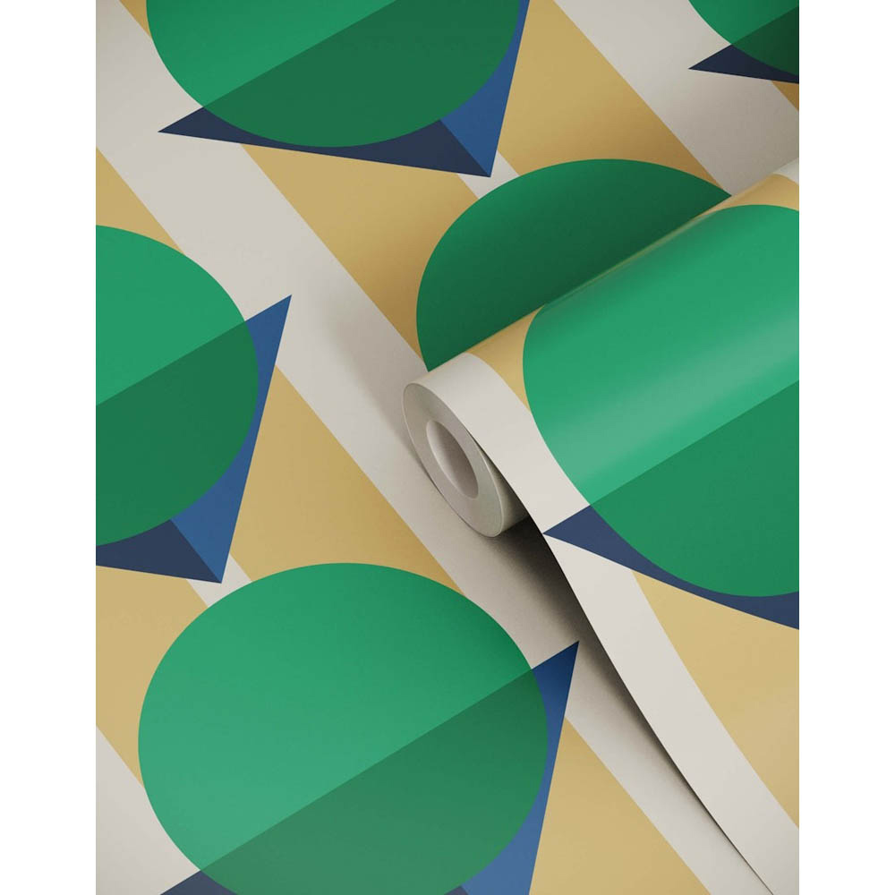 Bobbi Beck Eco Luxury Geometric Bauhaus Green Wallpaper Image 3