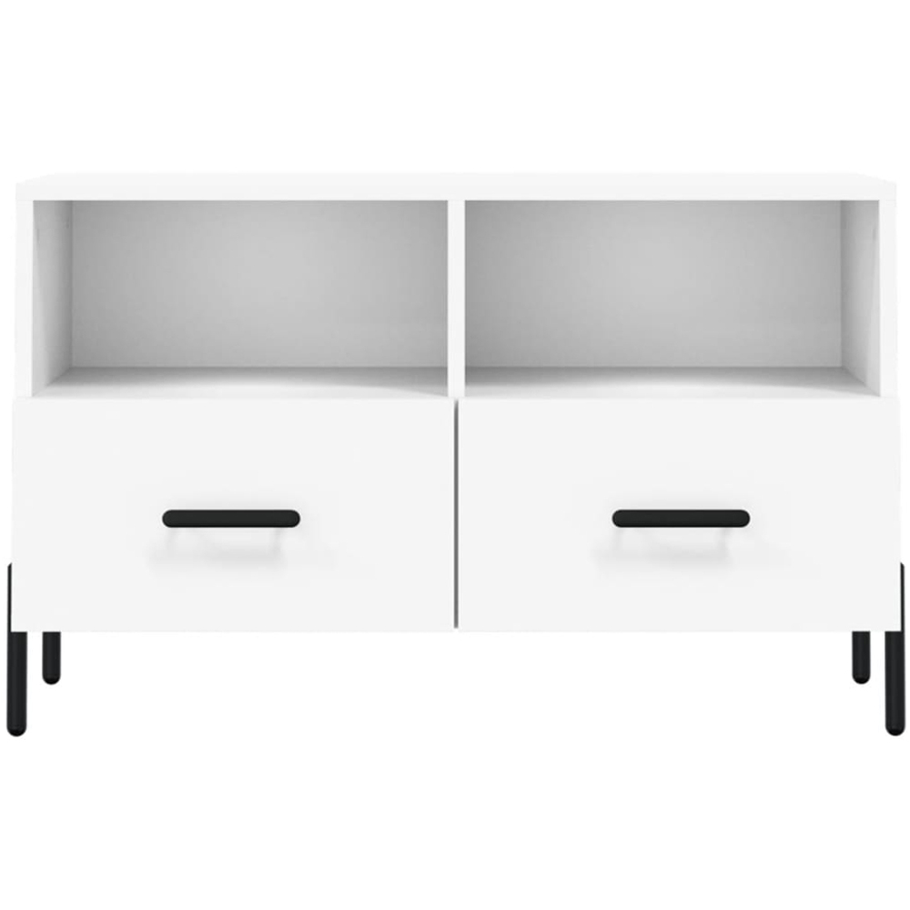vidaXL 2 Drawer 2 Shelf White TV Cabinet Image 5