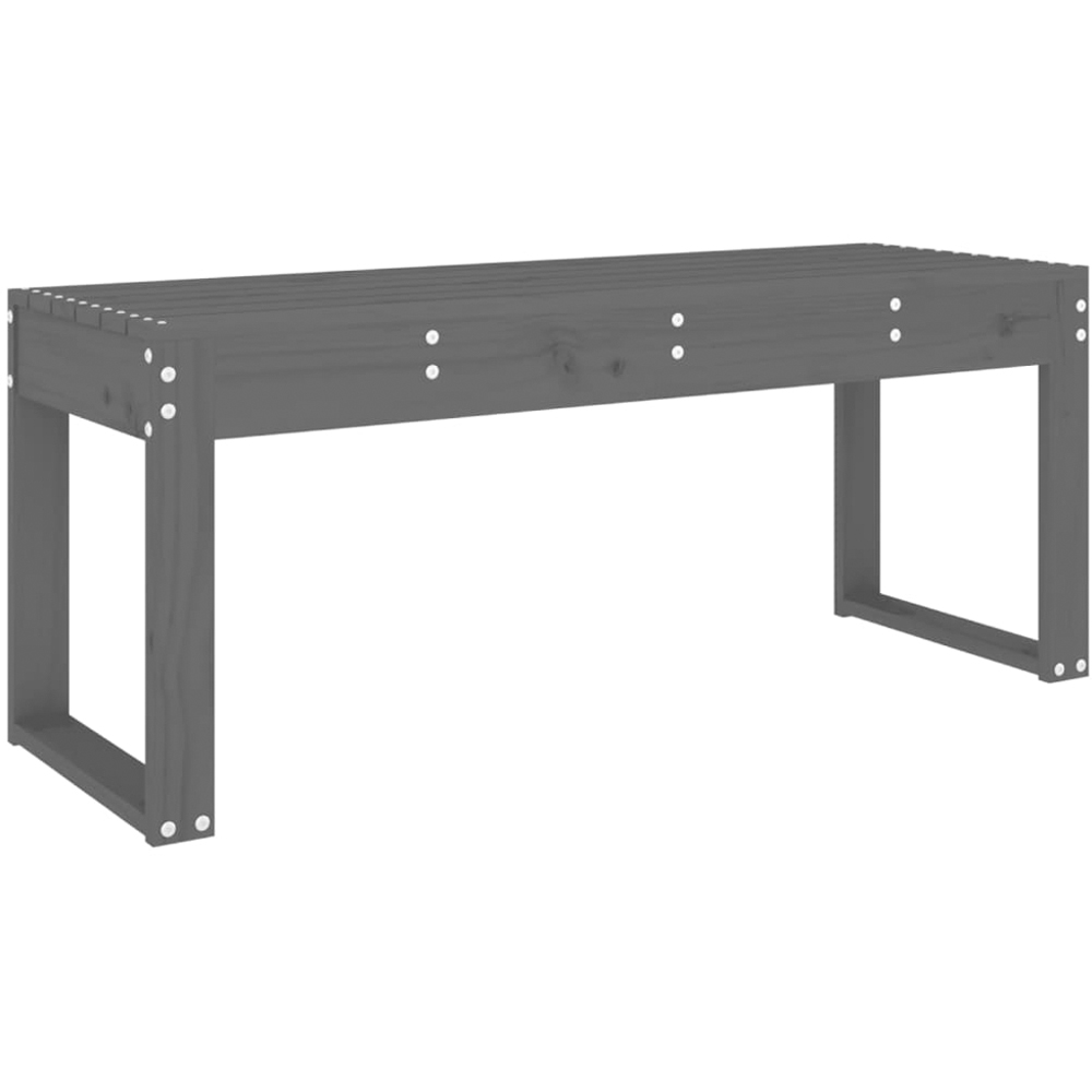 vidaXL Grey Solid Pine Wood Slatted Garden Bench 110 x 38 x 45cm Image 2