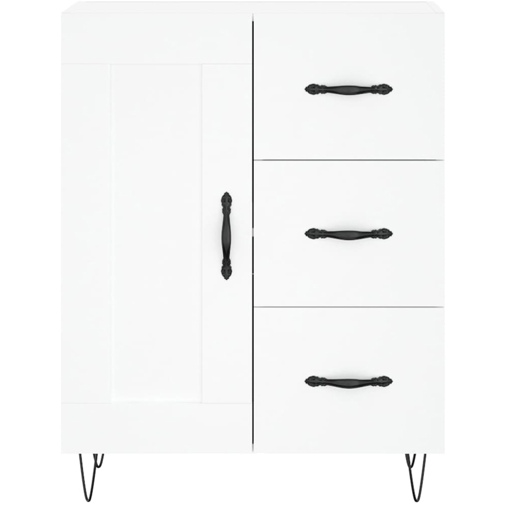 vidaXL 3 Door 3 Drawer White Highboard with Black Handles Image 8