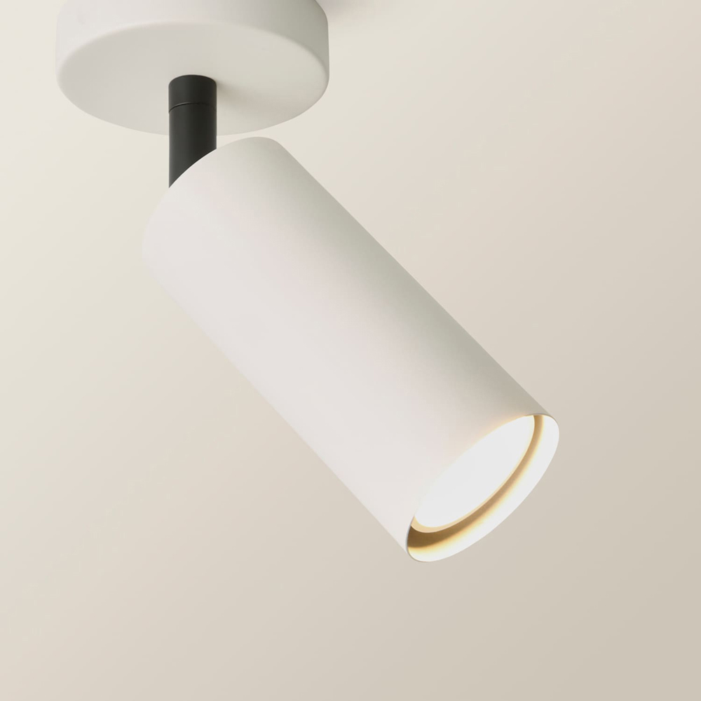 ValueLights Taylor Matte Beige Tube Adjustable Ceiling Spotlight with Bulb Image 4