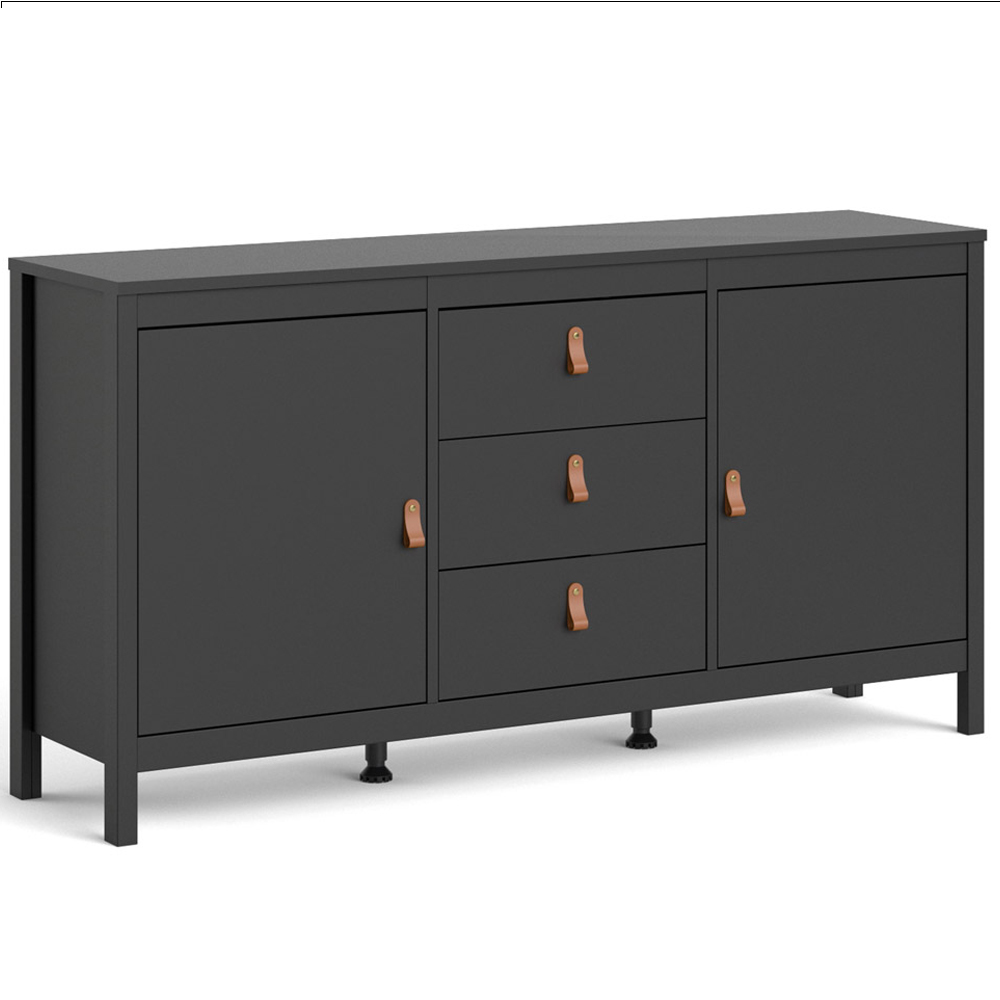 Florence Barcelona 2 Door 3 Drawer Matt Black Sideboard Image 2