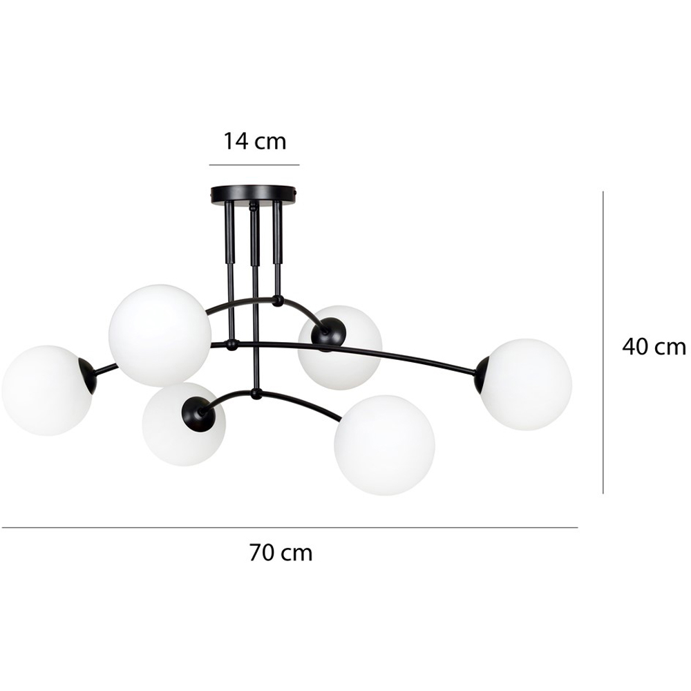 Emibig Pregos 6 Light White Shade Black E14 Ceiling Light Image 8