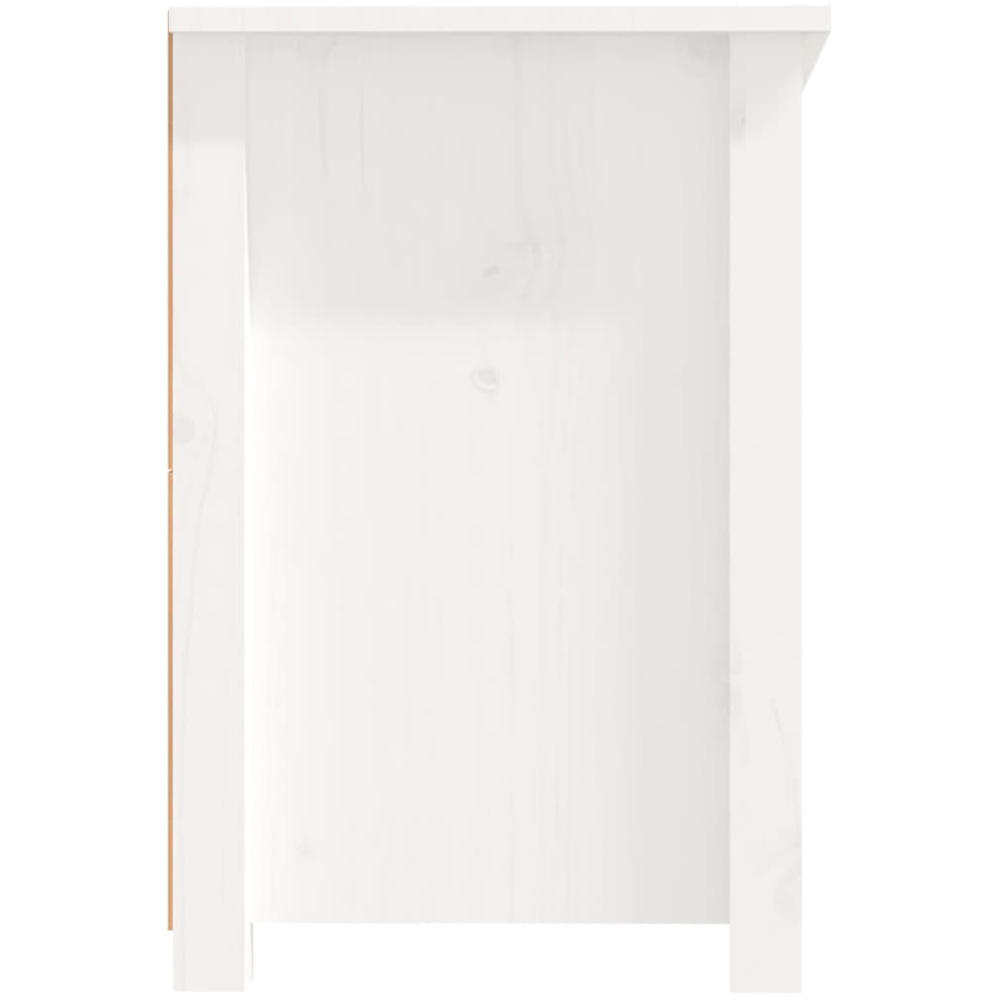 vidaXL 3 Drawer Single Shelf White Solid Pine Wood TV Cabinet Image 6