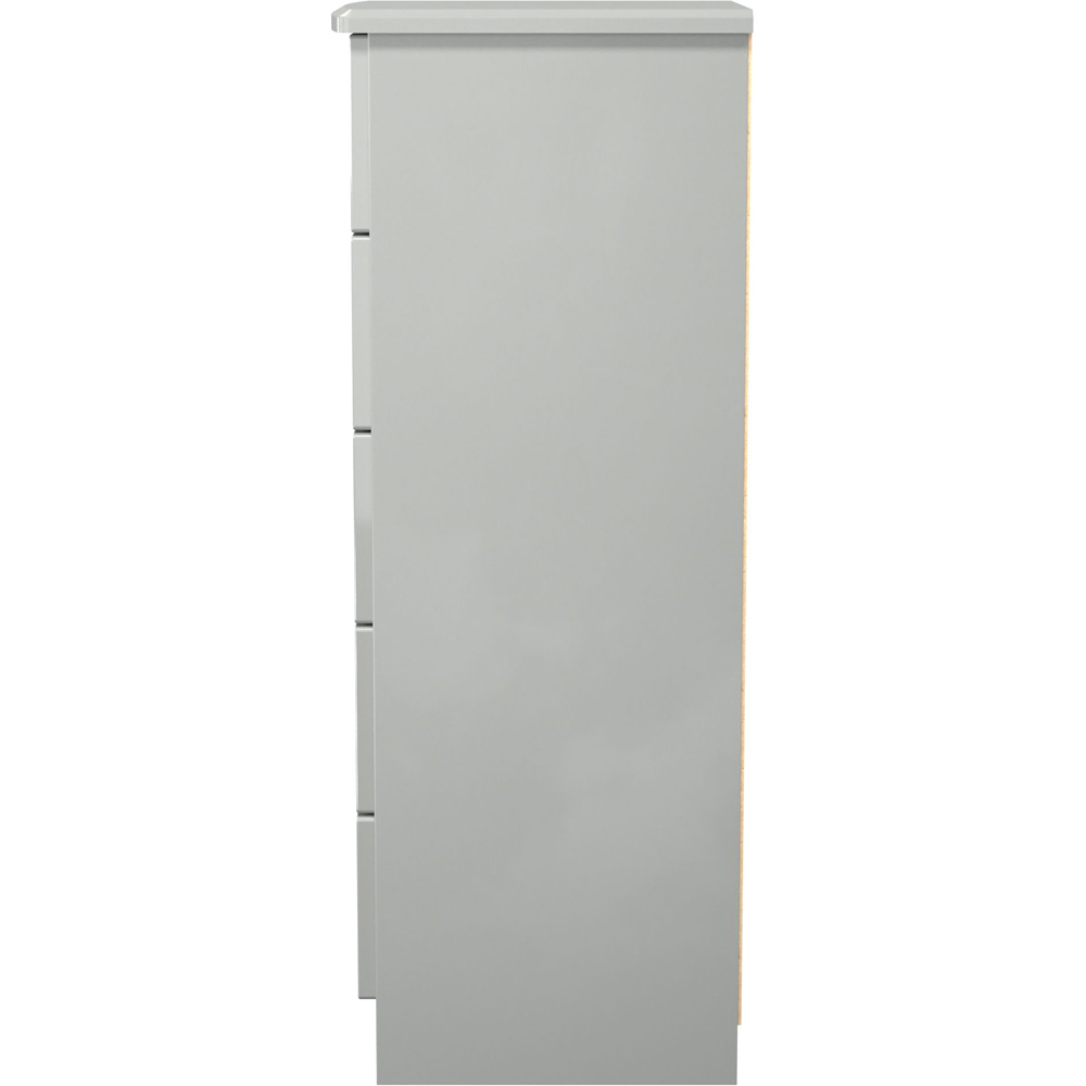 Crowndale Camden 5 Drawer Grey Gloss and Dusk Grey Tall Bedside Cabinet Ready Assembled Image 3