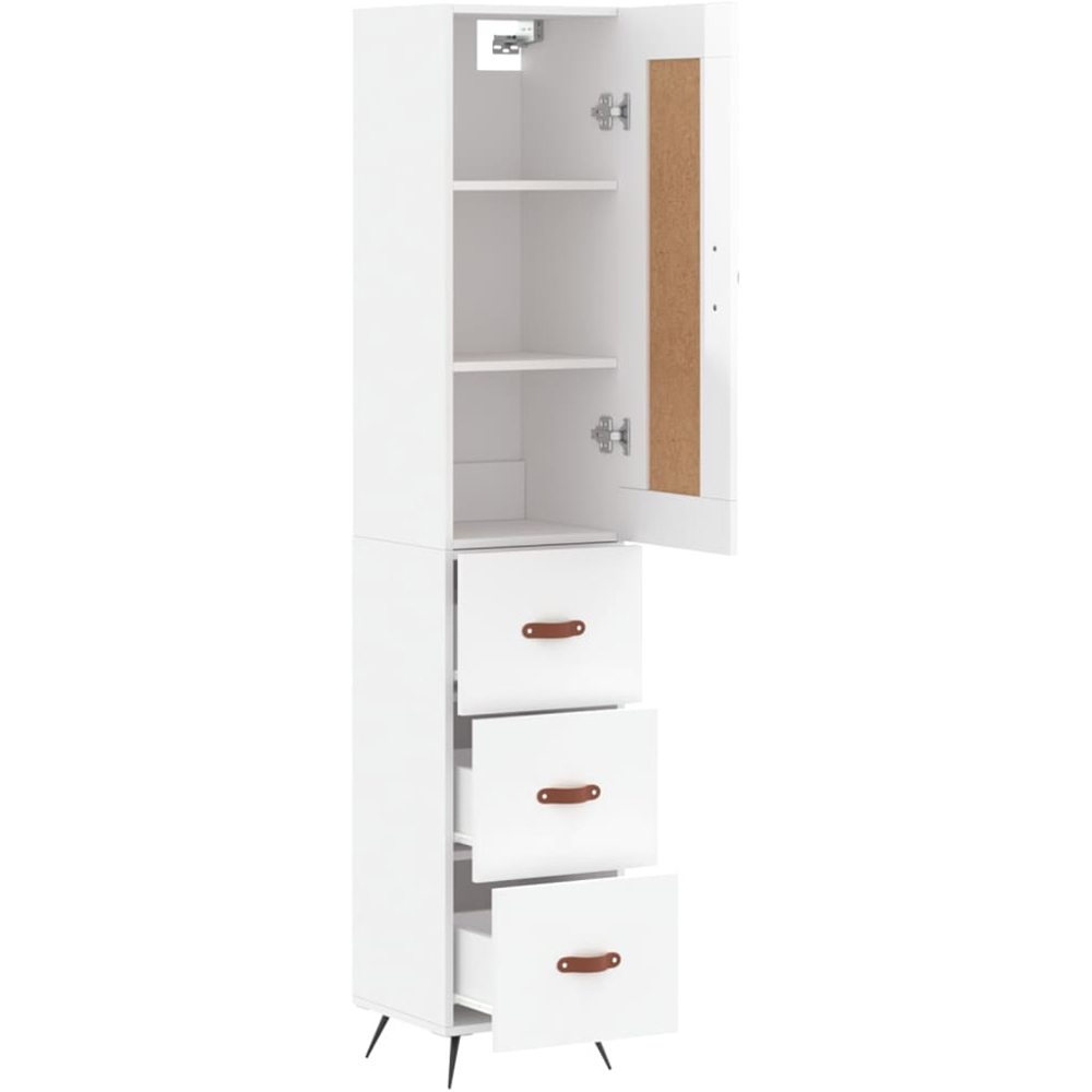vidaXL Single Door 3 Drawer White High Gloss Highboard Image 4