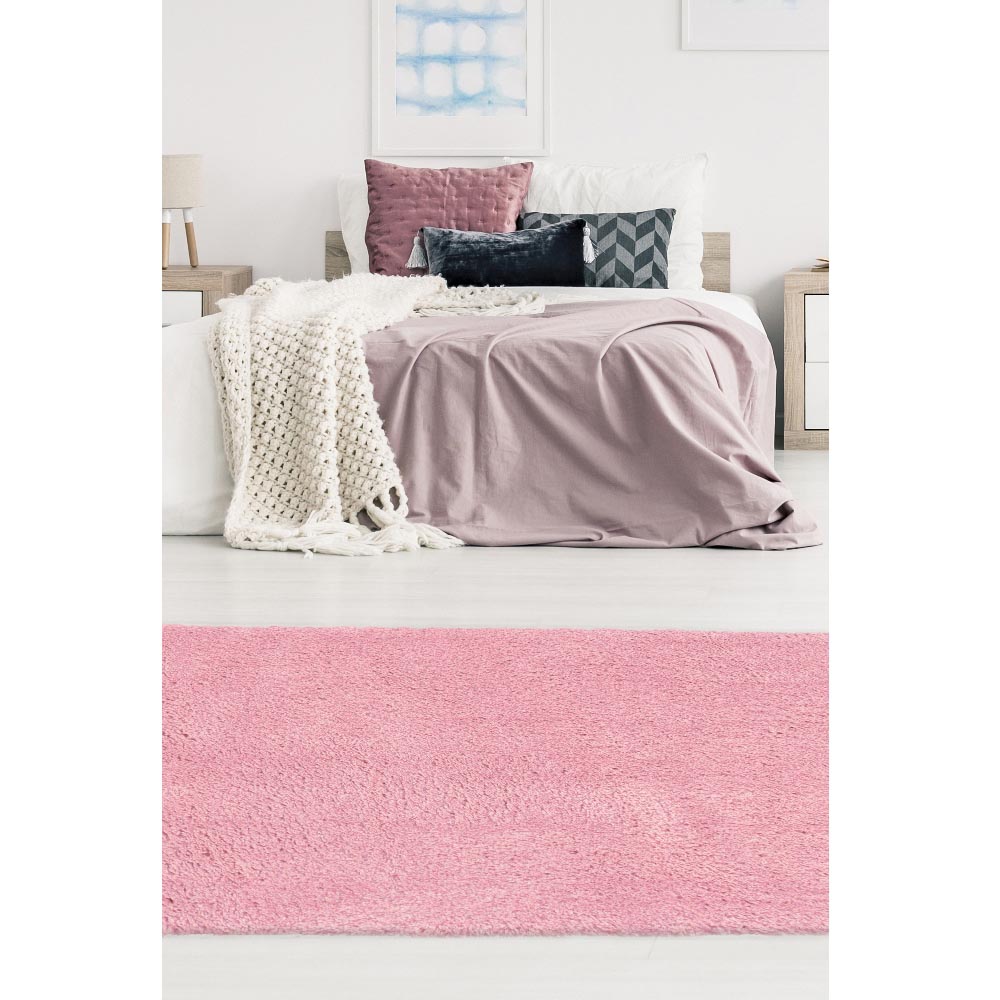 Homemaker Pink Snug Plain Shaggy Rug 120 x 170cm Image 5