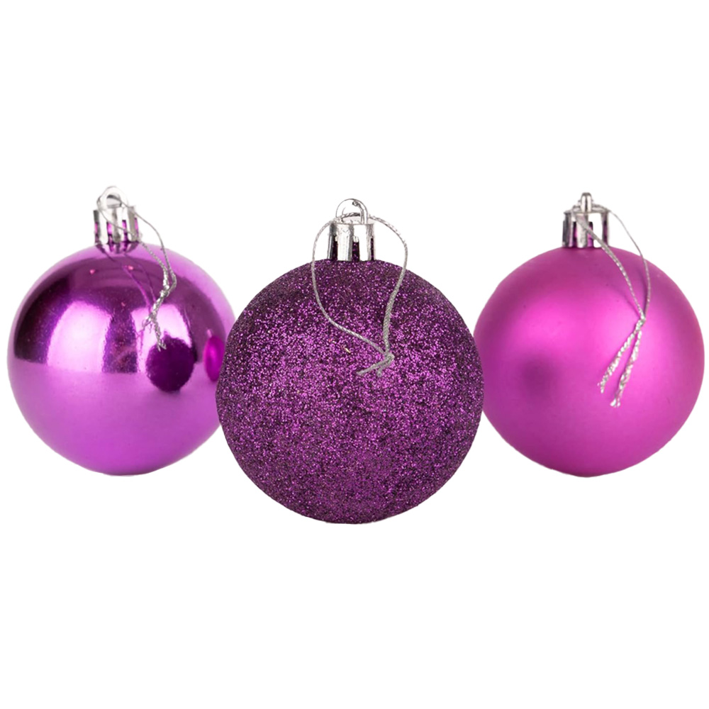 Shatchi 6cm Purple Shatterproof Christmas Bauble 18 Pack Image 2