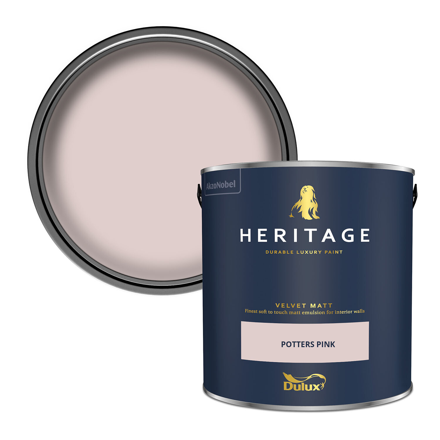 Dulux Heritage Walls and Ceilings Potters Pink Velvet Matt Emulsion Paint 2.5L Image 1