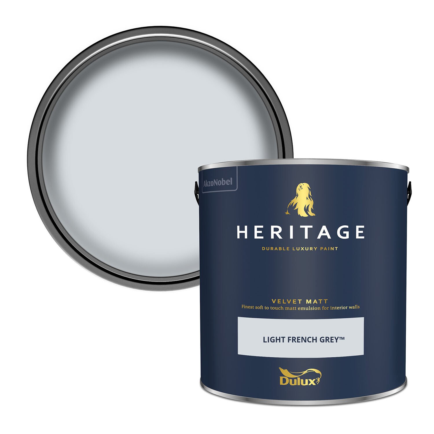 Dulux Heritage Walls and Ceilings Light French Grey Velvet Matt Emulsion Paint 2.5L Image 1